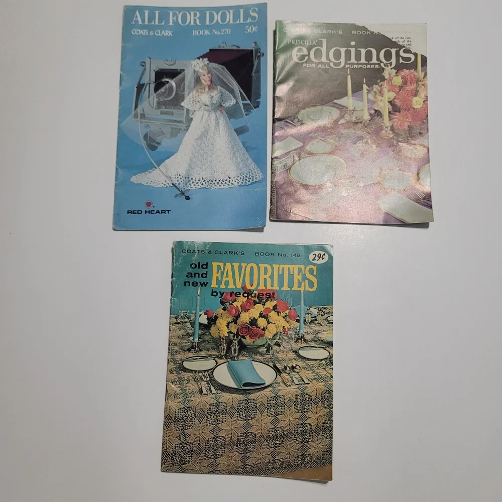 Lot 9 Vintage Knitting Crochet Pattern Lace Dolls Doilies Bedspreads Edging‎